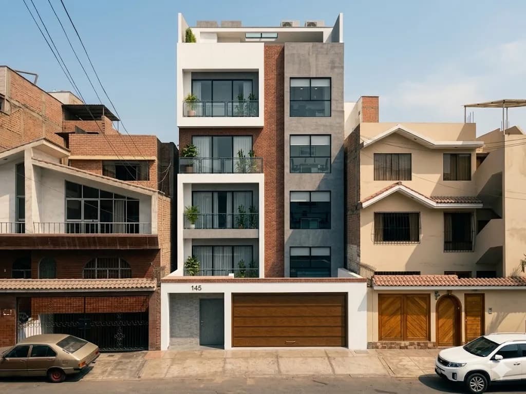 Render de edificio multifamiliar entre medianeras