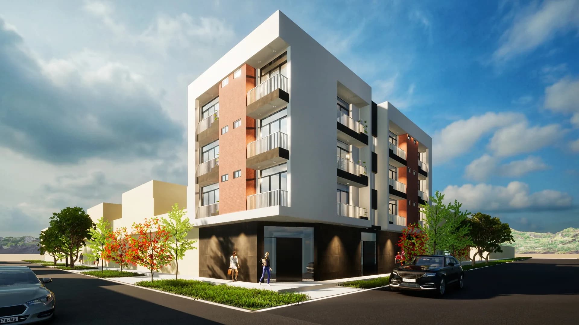 Render de edificio multifamiliar diseñado y construido por VL Arquitectos
