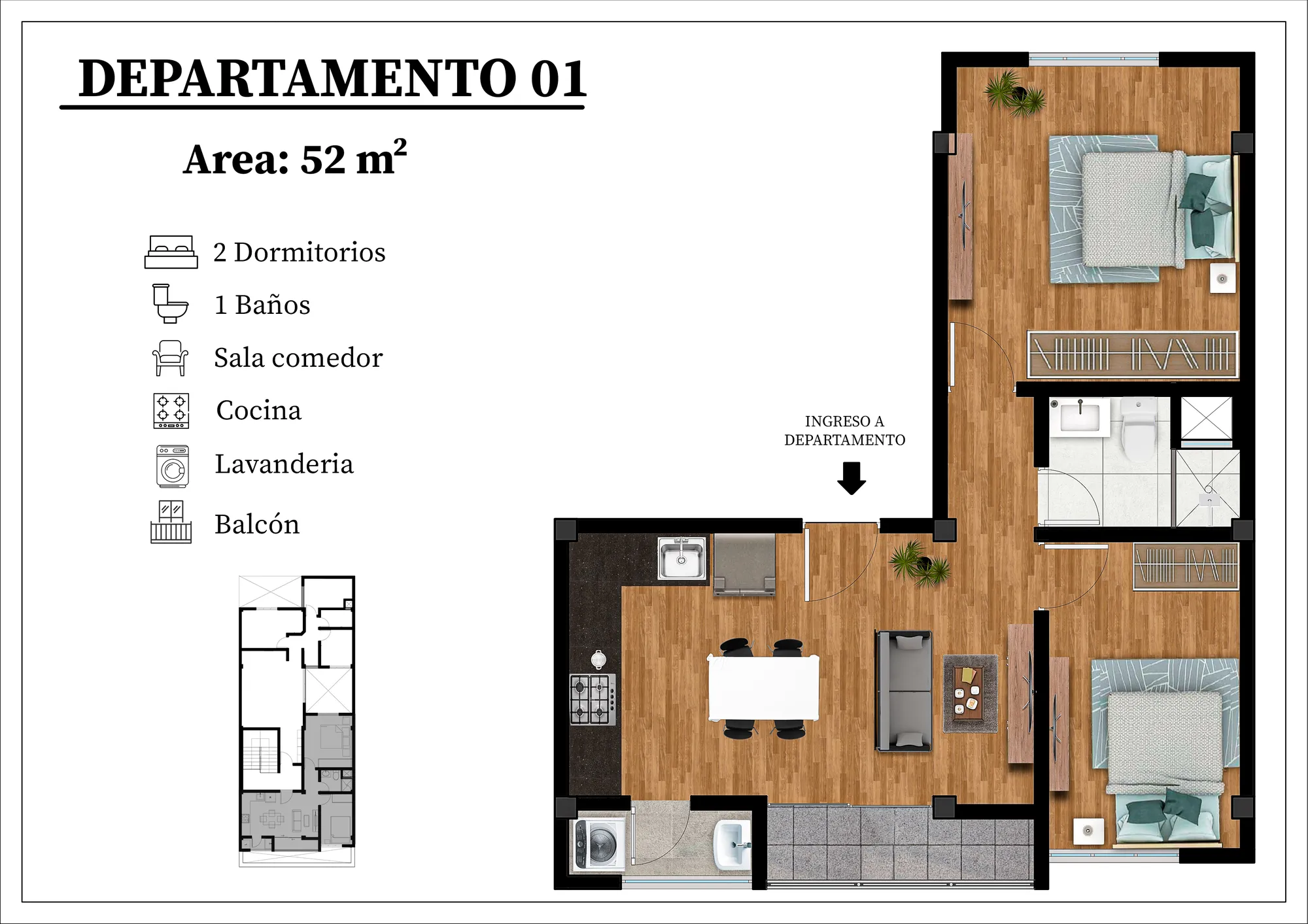Plano de distribución (FLAT 1) del Multifamiliar Santa Anita