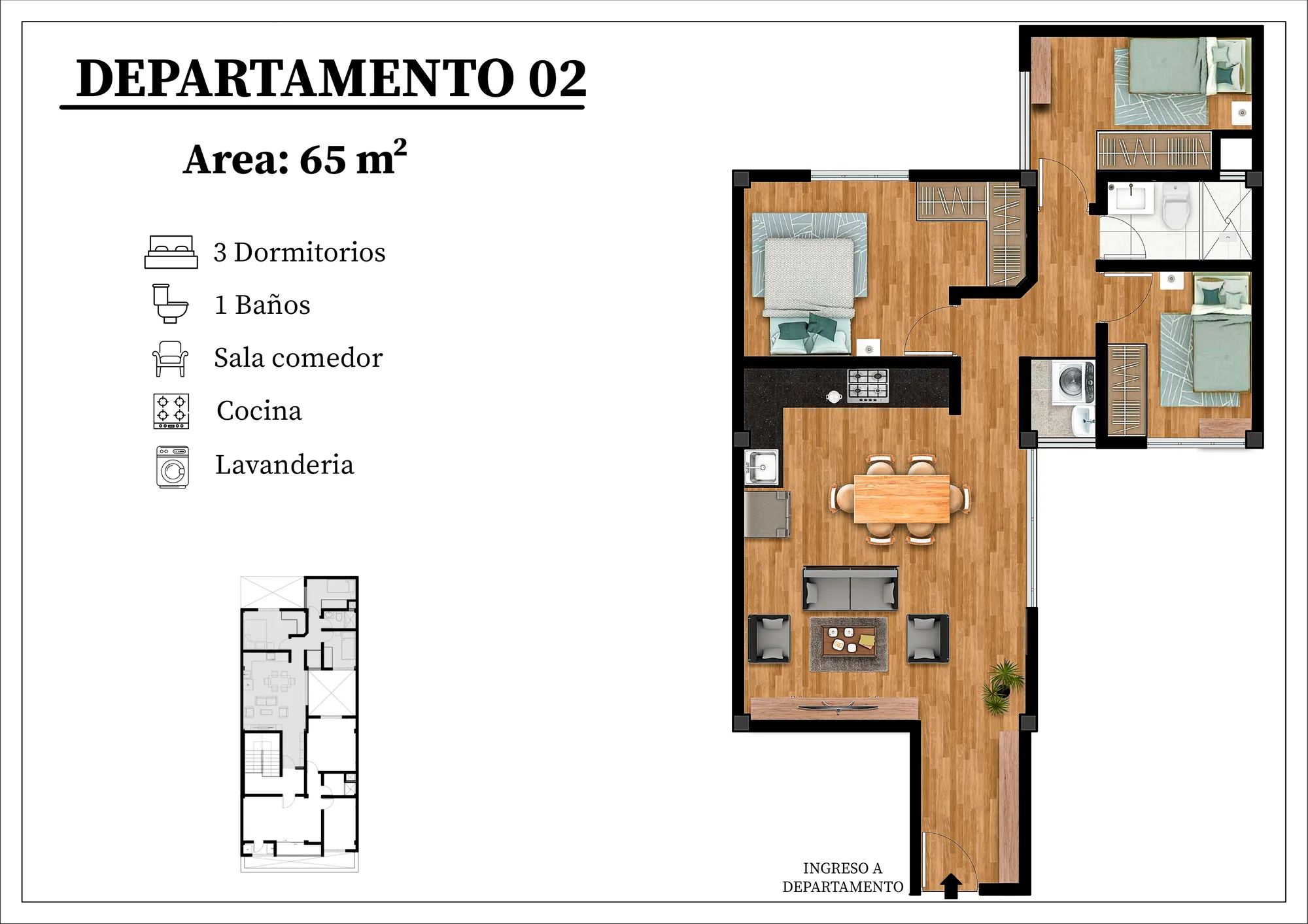 Plano de distribución (FLAT 2) del Multifamiliar Santa Anita